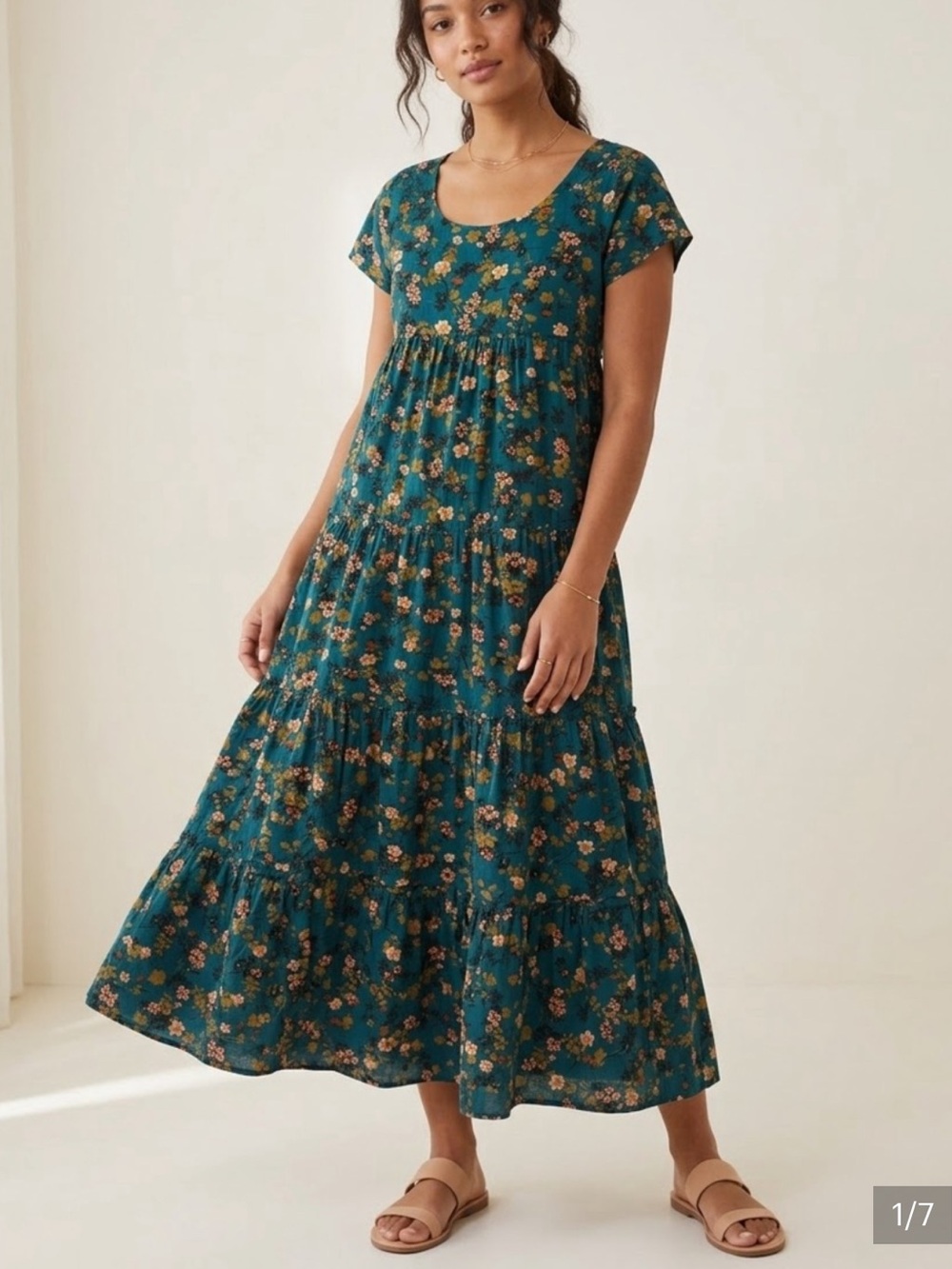 NATURAL LIFE WOMENS BERKLEY CORDUROY TIERED MAXI DRESS TEAL BLUE XL FLORAL